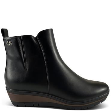 SUSST WOMENS WEDGE ZIP ANKLE BOOT - BLACK